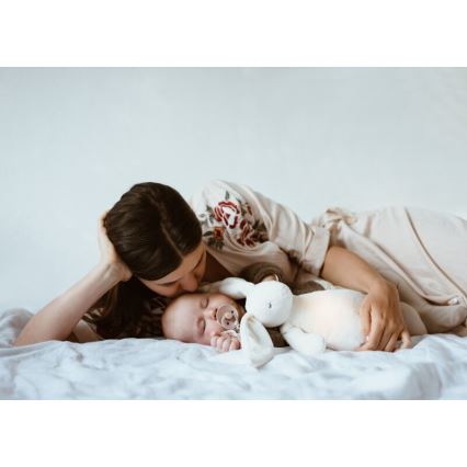 Moonie - Snuggle buddy melodialla ja valolla 2.0 pupu organic ruusu