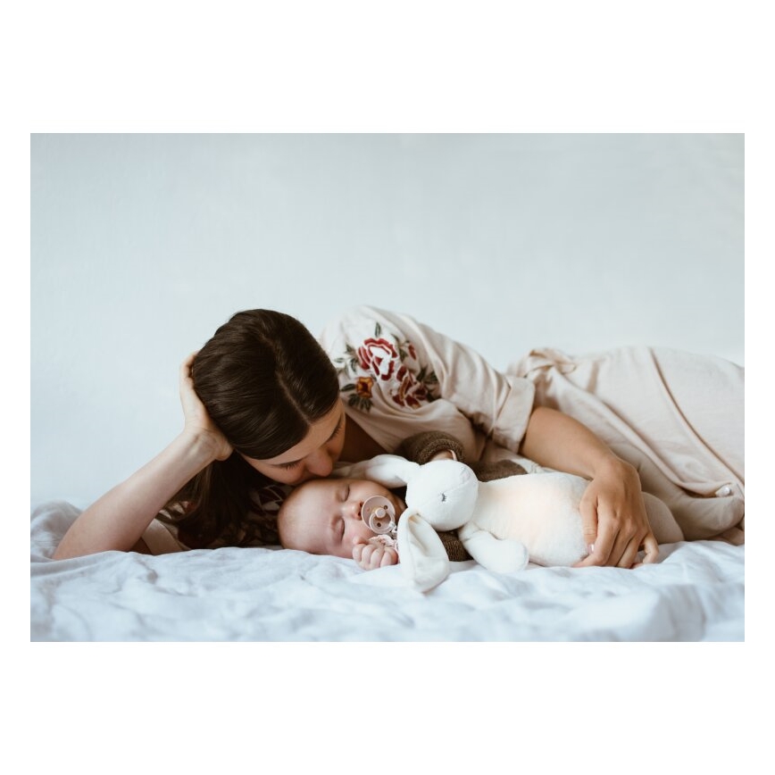 Moonie - Snuggle buddy melodialla ja valolla 2.0 pupu organic ruusu