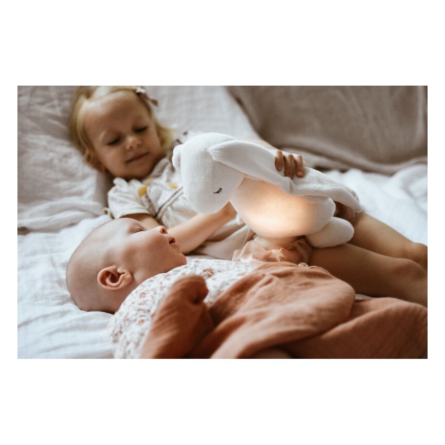 Moonie - Snuggle buddy melodialla ja valolla 2.0 pupu organic ruusu