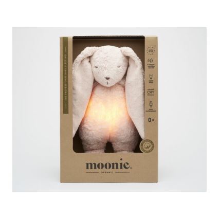 Moonie - Snuggle buddy melodialla ja valolla 2.0 pupu organic ruusu