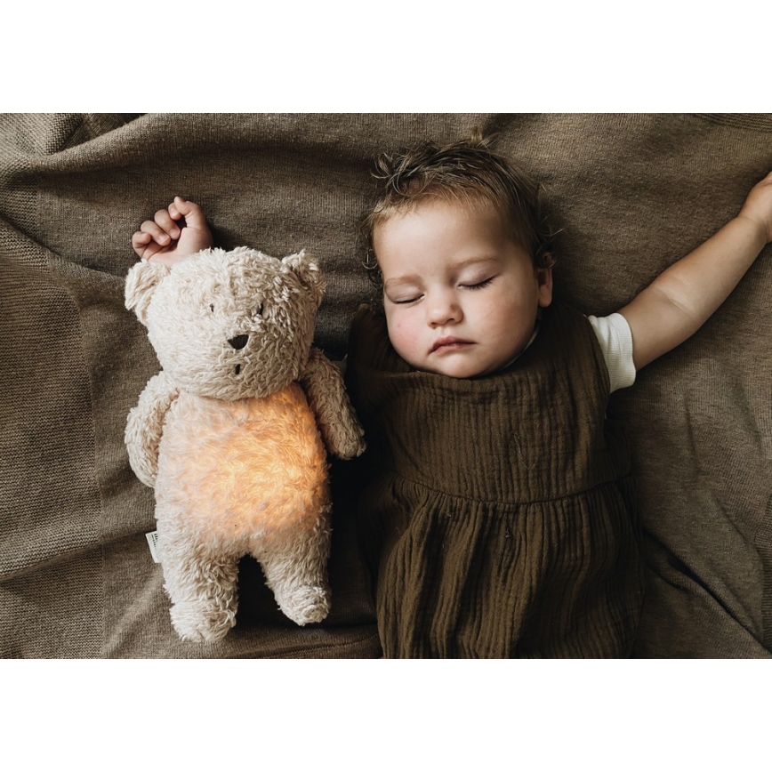 Moonie - Snuggle buddy melodialla ja valolla pieni karhu 2.0 organic cappuccino