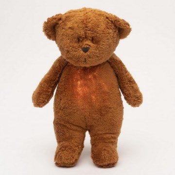 Moonie - Snuggle buddy melodialla ja valolla pieni karhu 2.0 organic caramel