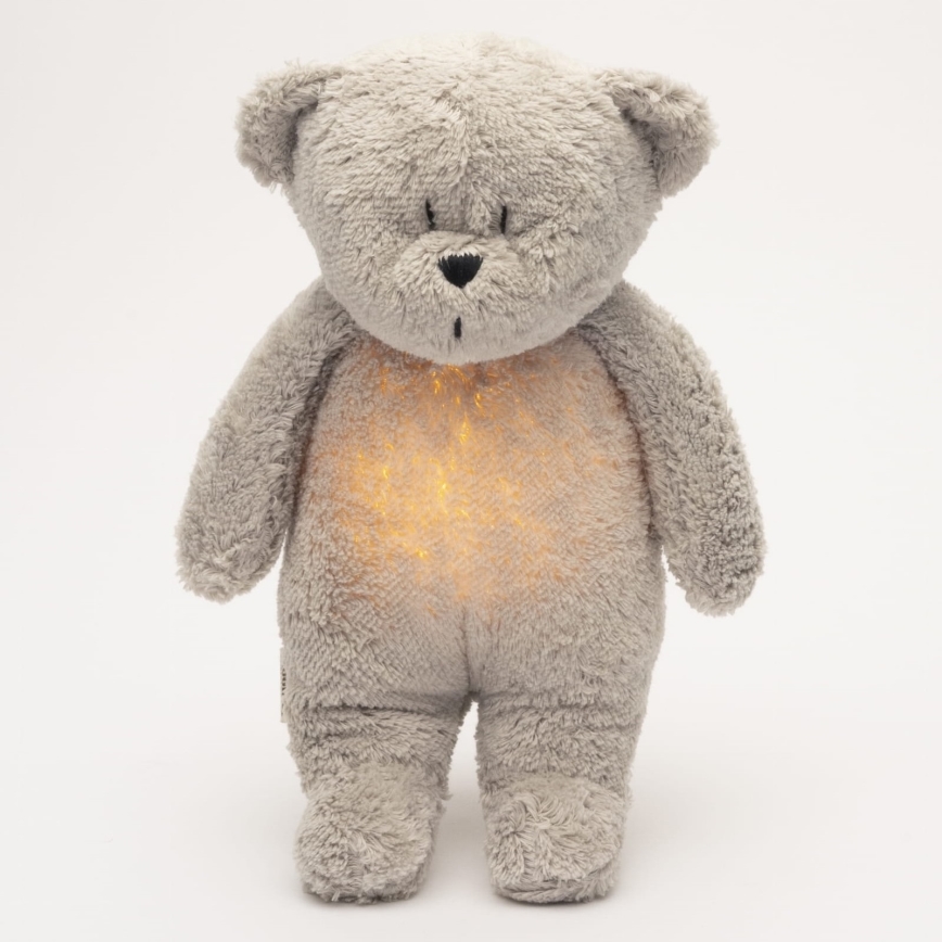 Moonie - Snuggle buddy melodialla ja valolla pieni karhu 2.0 organic harmaa