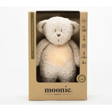 Moonie - Snuggle buddy melodialla ja valolla pieni karhu 2.0 organic Hiekka