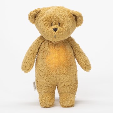 Moonie - Snuggle buddy melodialla ja valolla pieni karhu 2.0 organic hunajanauhat