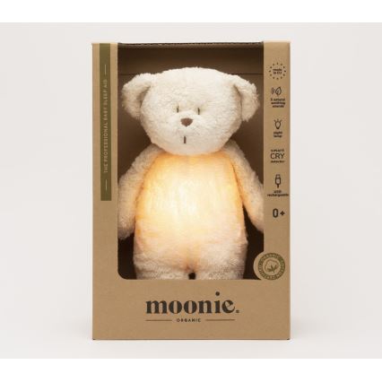 Moonie - Snuggle buddy melodialla ja valolla pieni karhu 2.0 organic polar