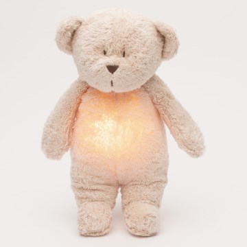 Moonie - Snuggle buddy melodialla ja valolla pieni karhu 2.0 organic ruusu