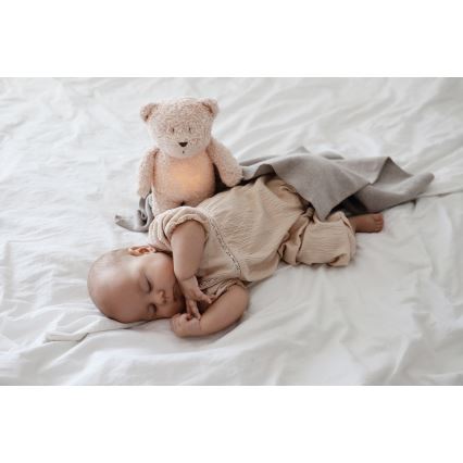 Moonie - Snuggle buddy melodialla ja valolla pieni karhu 2.0 organic ruusu