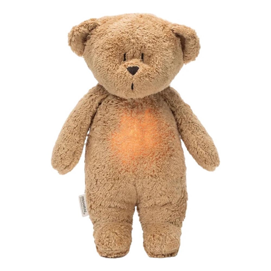 Moonie - Snuggle buddy melodialla ja valolla pieni karhu orgaaninen cappuccino natur