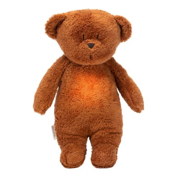Moonie - Snuggle buddy melodialla ja valolla pieni karhu organic caramel natur