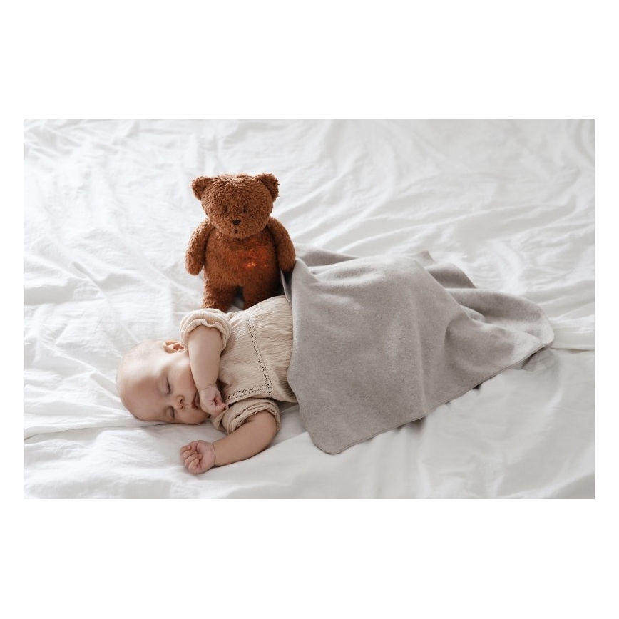 Moonie - Snuggle buddy melodialla ja valolla pieni karhu organic caramel natur