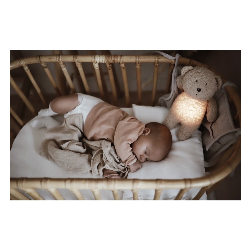 Moonie - Snuggle buddy melodialla ja valolla pieni karhu organic ruusu natur