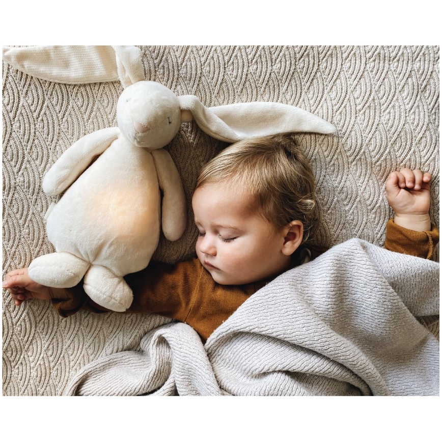 Moonie - Snuggle buddy melodialla ja valolla pupu 2.0 organic cappuccino
