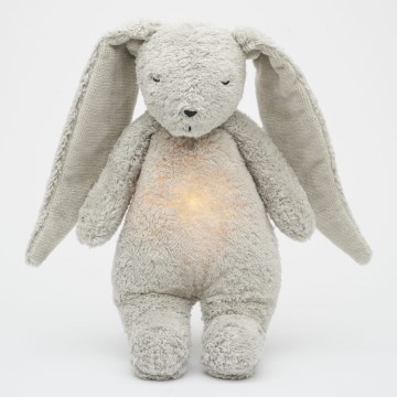 Moonie - Snuggle buddy melodialla ja valolla pupu 2.0 organic harmaa