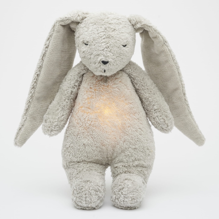 Moonie - Snuggle buddy melodialla ja valolla pupu 2.0 organic harmaa