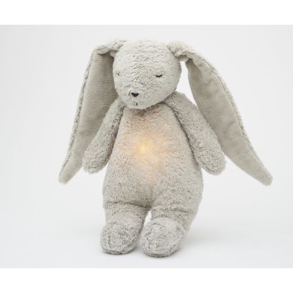 Moonie - Snuggle buddy melodialla ja valolla pupu 2.0 organic harmaa