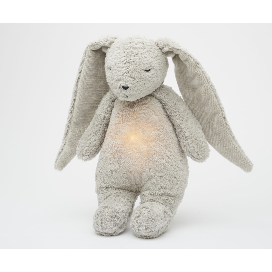 Moonie - Snuggle buddy melodialla ja valolla pupu 2.0 organic harmaa