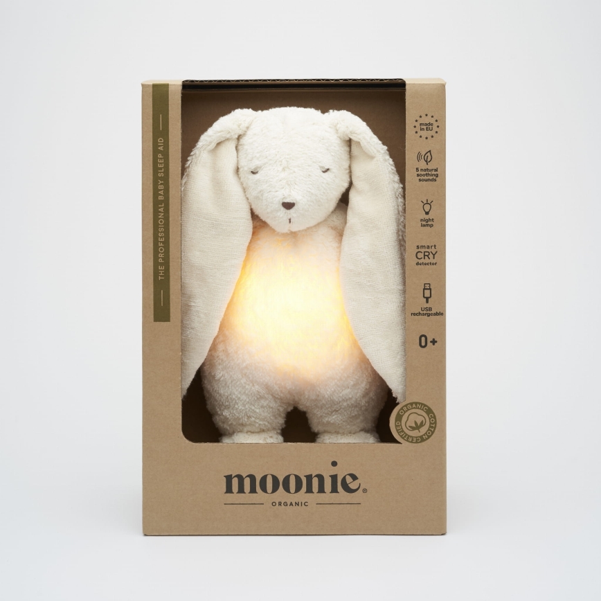 Moonie - Snuggle buddy melodialla ja valolla pupu orgaaninen polar natur