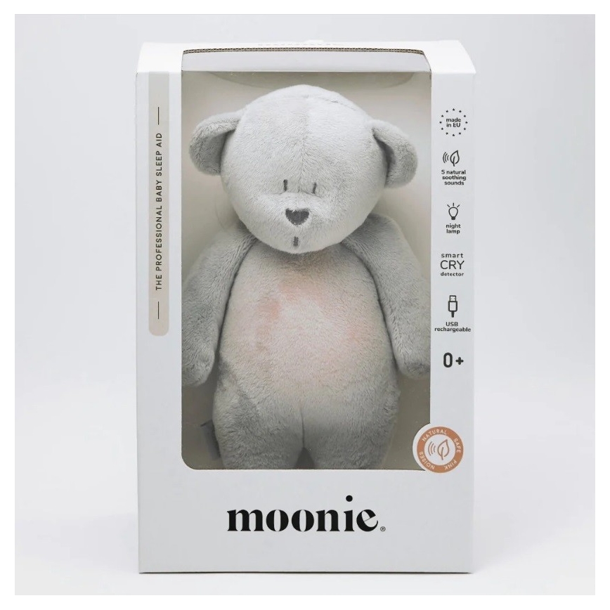 Moonie - Snuggle kaveri melodialla ja valolla karhu hopea