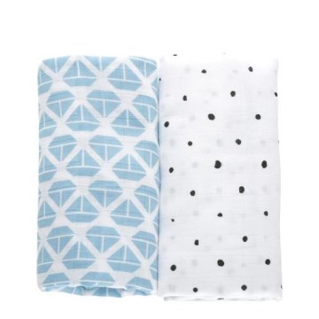 MOTHERHOOD - Musliinihuopa 2kpl Siniset veneet 100x120 cm
