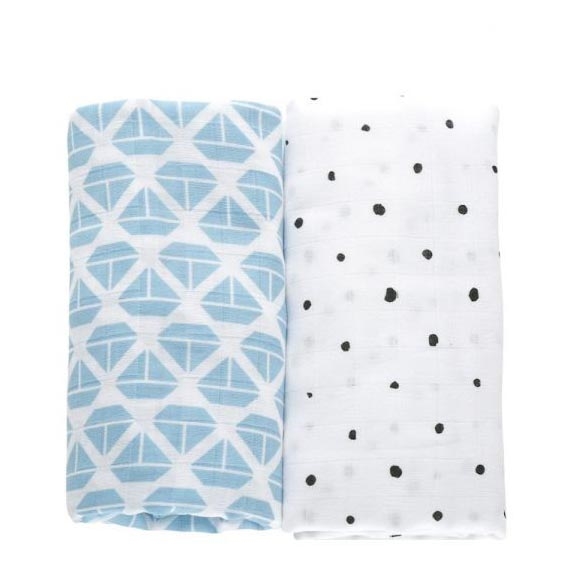 MOTHERHOOD - Musliinihuopa 2kpl Siniset veneet 100x120 cm
