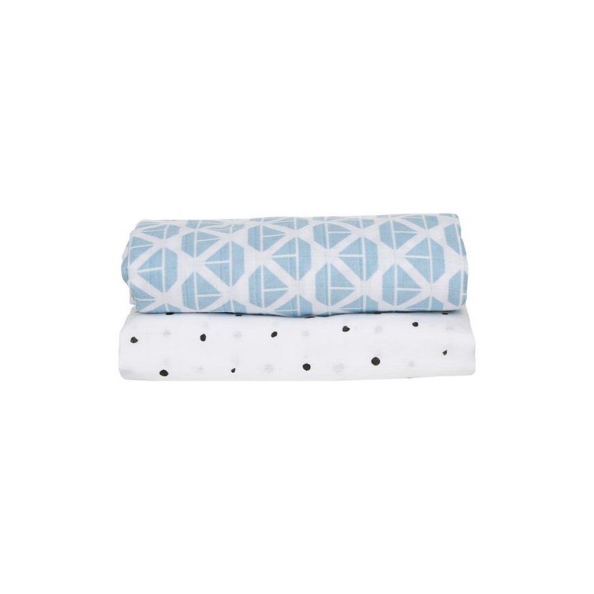 MOTHERHOOD - Musliinihuopa 2kpl Siniset veneet 100x120 cm