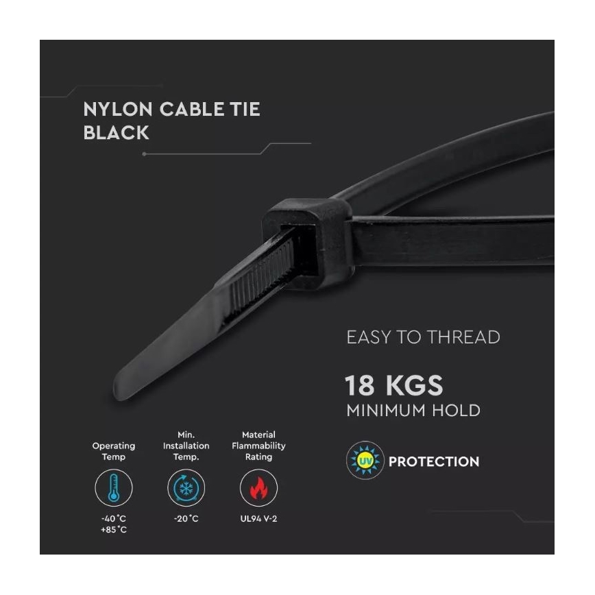 Muovinen taittohihna 3,5x200mm 100kpl musta