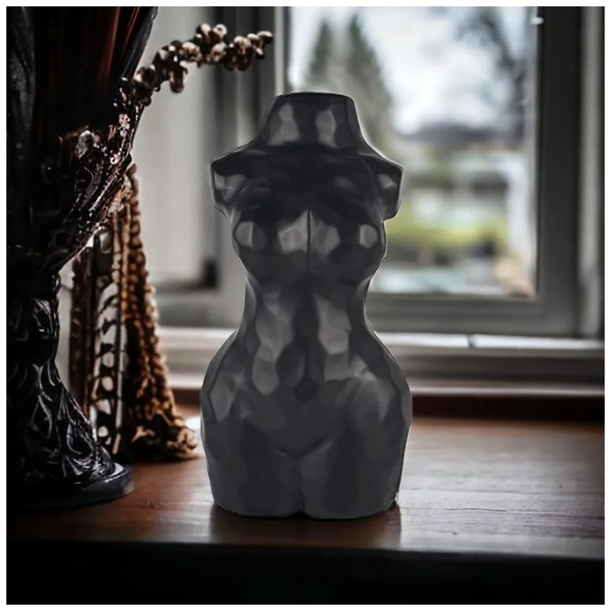 Musta keramiikkavaasi, 30 cm