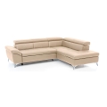 Nahkainen kulmasohva L-mallinen SALERNO II oikea beige, avattava