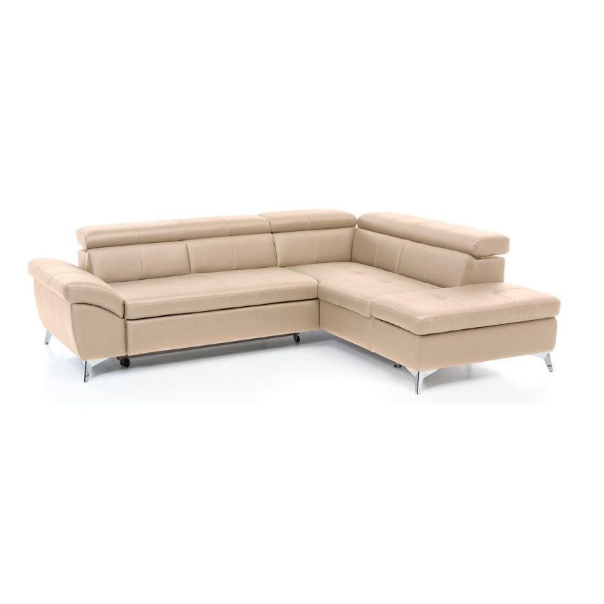 Nahkainen kulmasohva L-mallinen SALERNO II oikea beige, avattava