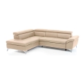 Nahkainen kulmasohva L-mallinen SALERNO II vasen beige, avattava