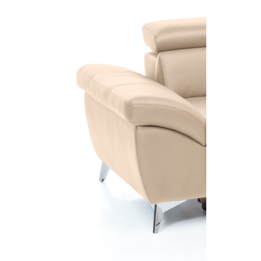 Nahkainen kulmasohva L-mallinen SALERNO II oikea beige, avattava