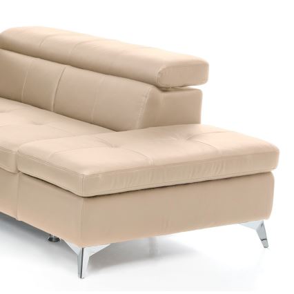Nahkainen kulmasohva L-mallinen SALERNO II oikea beige, avattava