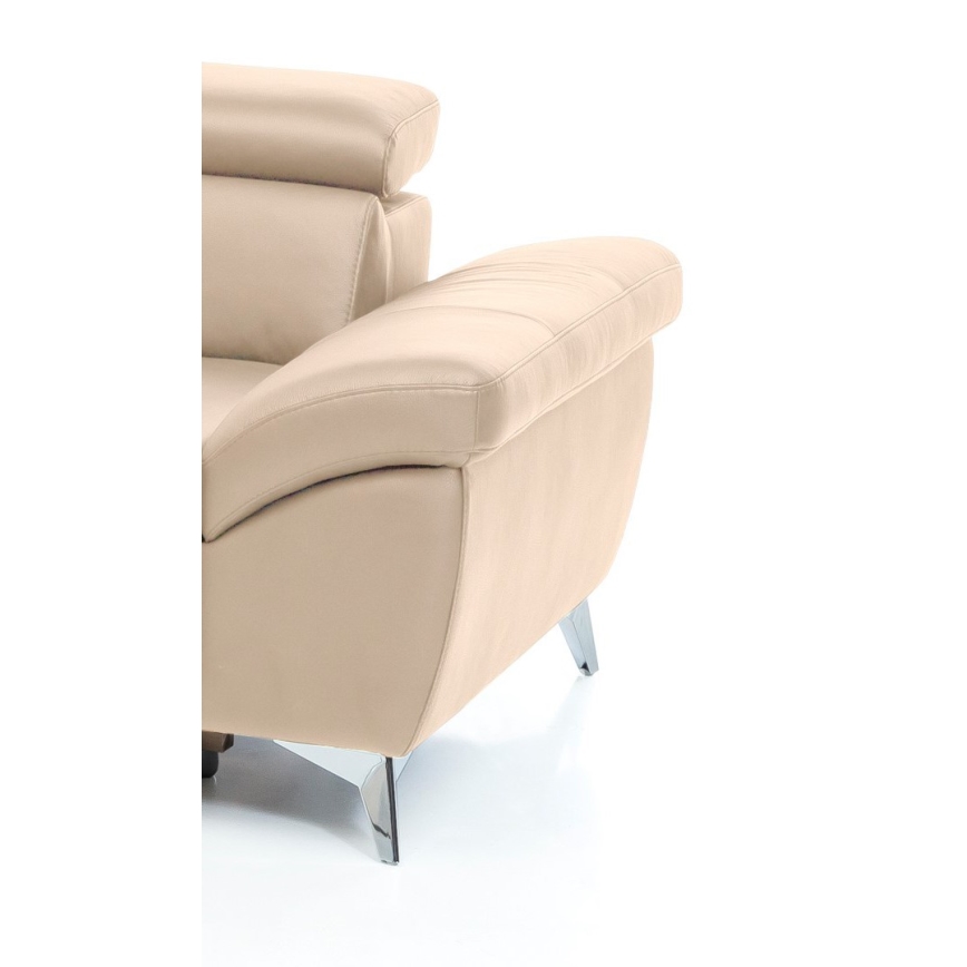 Nahkainen kulmasohva L-mallinen SALERNO II vasen beige, avattava