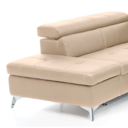 Nahkainen kulmasohva L-mallinen SALERNO II vasen beige, avattava