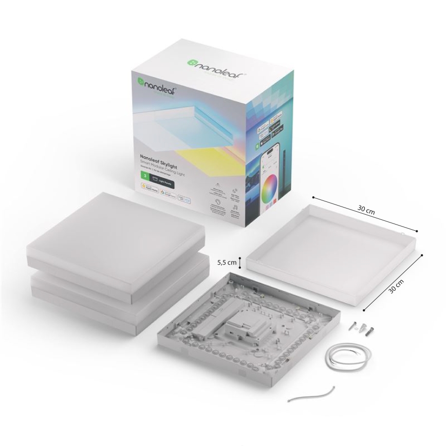 Nanoleaf - SETTI 3x RGBW Himmennettävä kattovalaisin SKYLIGHT 1xLED/18W/230V + 2xLED/16W/230V 2700-6500K Wi-Fi