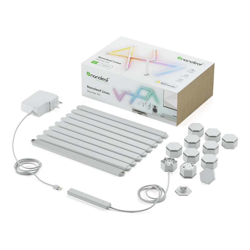 Nanoleaf - SETTI 9x LED RGBW Himmennettävä kisko LINES LED/2W/230V 1200-6000K Wi-Fi
