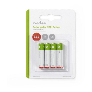 Nedis BANM9HR034B - 4 kpl ladattava akku AAA Ni-MH / 1.2V / 950mAh