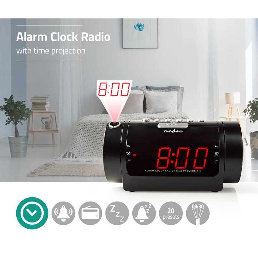 Radioherätyskello LED-näytöllä ja projektorilla 230V