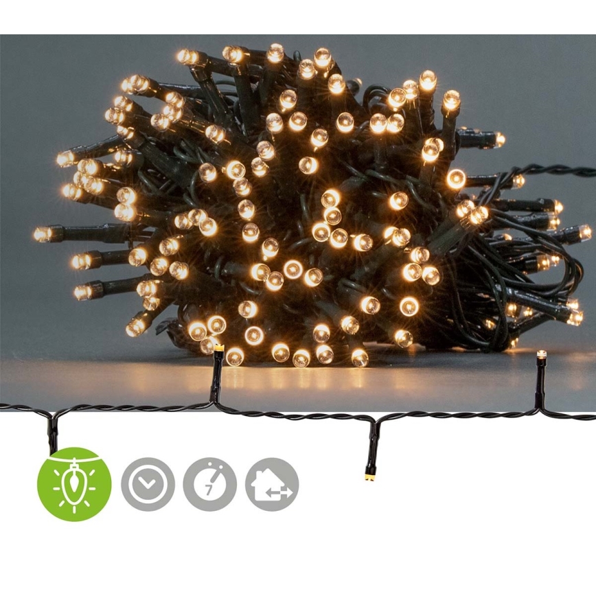 LED Jouluvaloketju ulkokäyttöön 192xLED/7 functions/3xAA 14,9m IP44 lämmin valkoinen