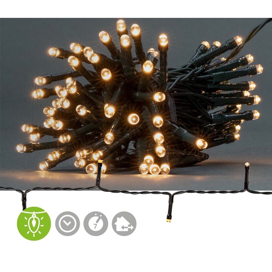 LED Valoketju 96xLED/7 toimintoa/3xAA 7,7m IP44 lämmin valkoinen