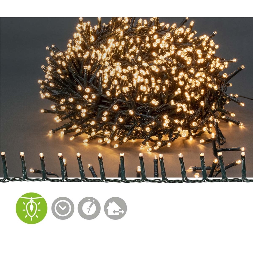 LED Valoketju ulkokäyttöön 1200xLED/7 toimintoa 27m IP44 lämmin valkoinen