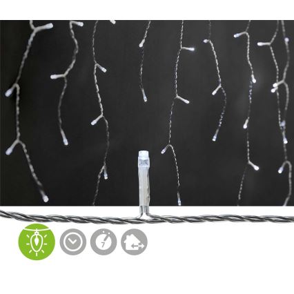 LED Valoverho 180xLED/7 funktiota 10,9m IP44 kylmä valkoinen