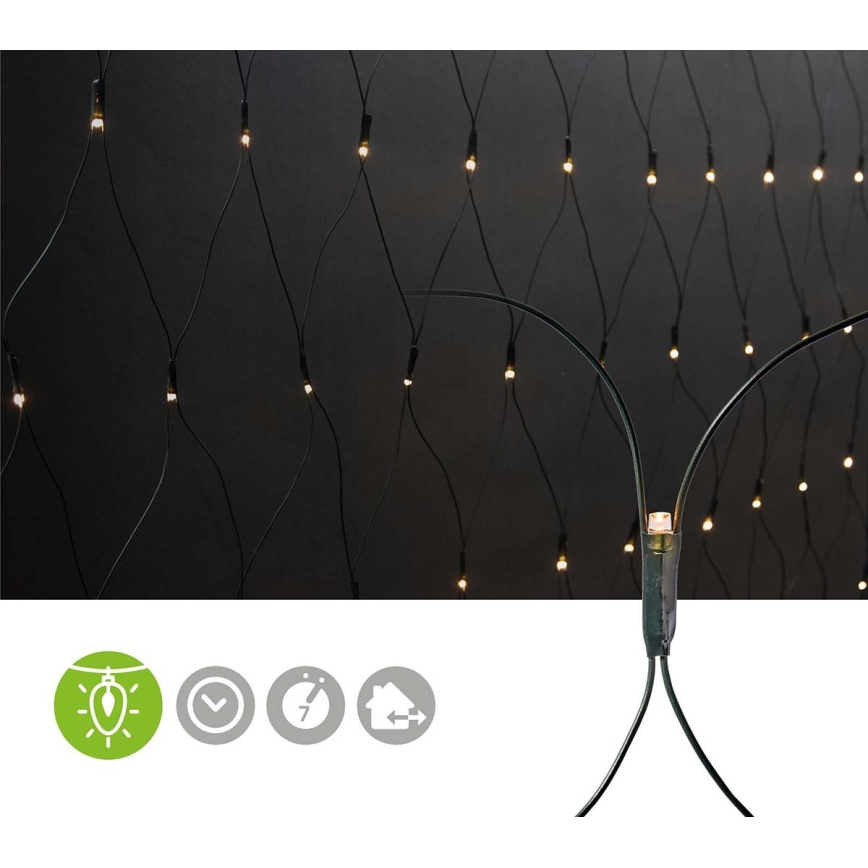 LED Valoverho 160xLED/7 funktiota 5m IP44 lämmin valkoinen