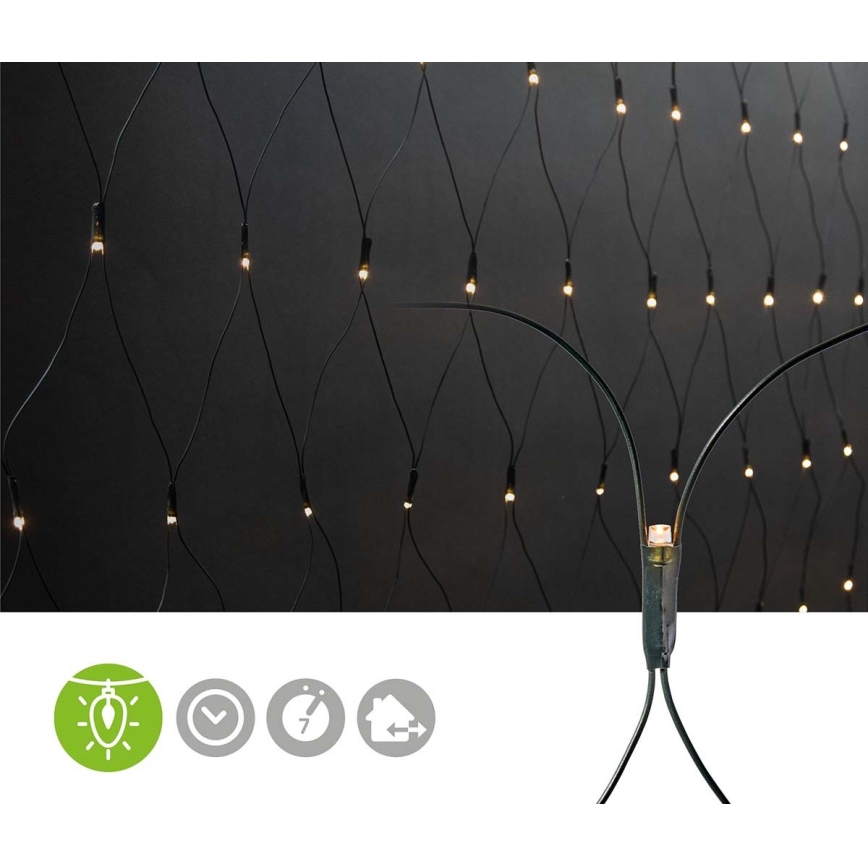 LED Jouluvaloverho 320xLED/7 funktiota 6m IP44 lämmin valkoinen