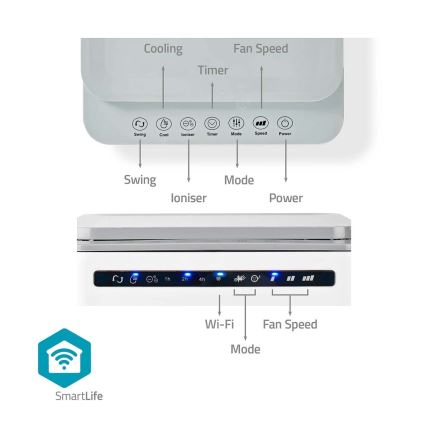 Ilmanjäähdytin 65W/230V Wi-Fi Tuya valkoinen + kauko-ohjaus