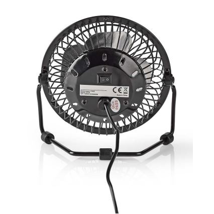 Nedis FNDK1BK10 - Pöytätuuletin 3W / USB 10 cm musta