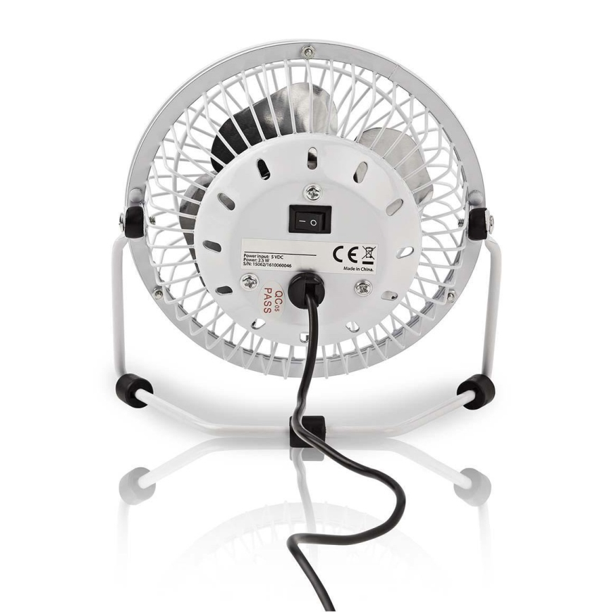 Pöytätuuletin 3W / USB 10 cm valkoinen