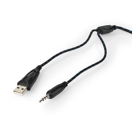 LED-pelikuulokkeet mikrofonilla musta/sininen