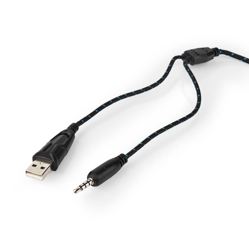LED-pelikuulokkeet mikrofonilla musta/sininen